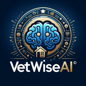VetWiseAI concept art featuring a blend of a home, military insignia, and a digital interface, symbolizing expert VA loan assistance